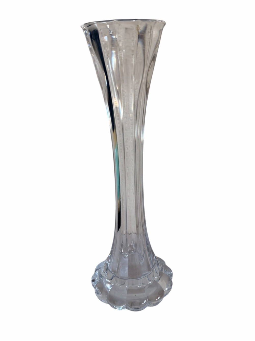 Vintage Fluted Silhoutte Clear Glass Bud Vase
